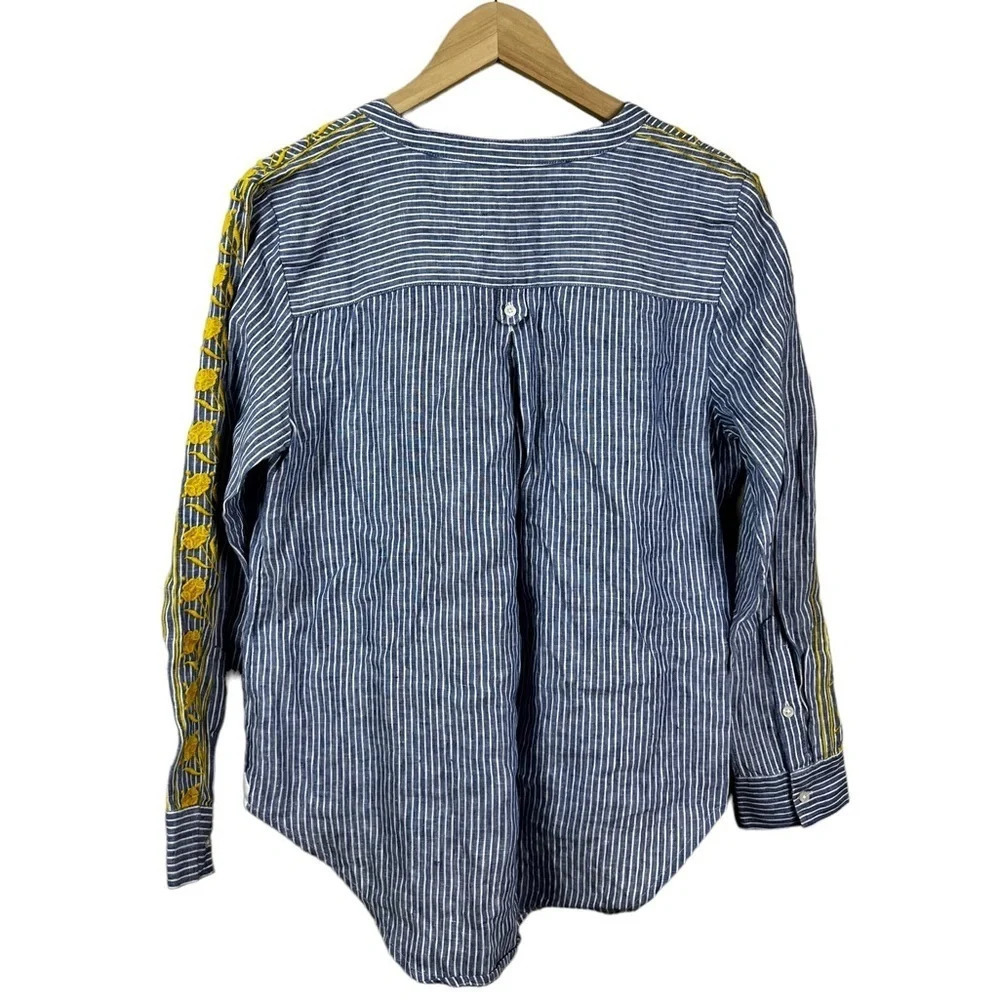J. Crew • Embroidered V-neck Tunic in Stripe - Picture 2 of 10